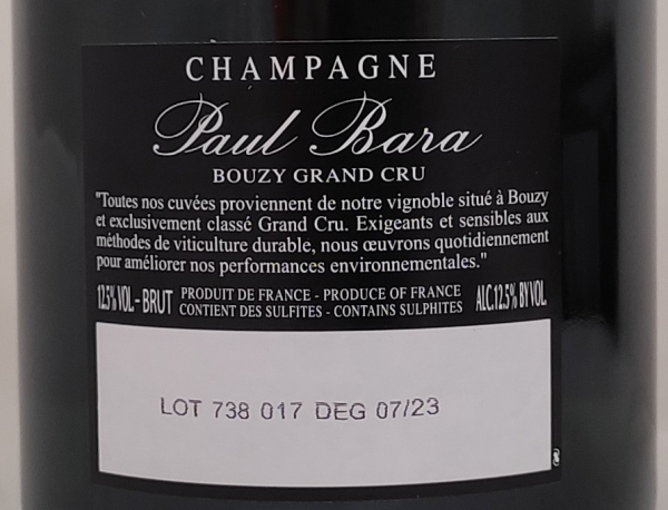 Paul Bara Grand Cru Brut Extra Brut, AC Champagne, Schaumwein weiß, trocken, 0,75l